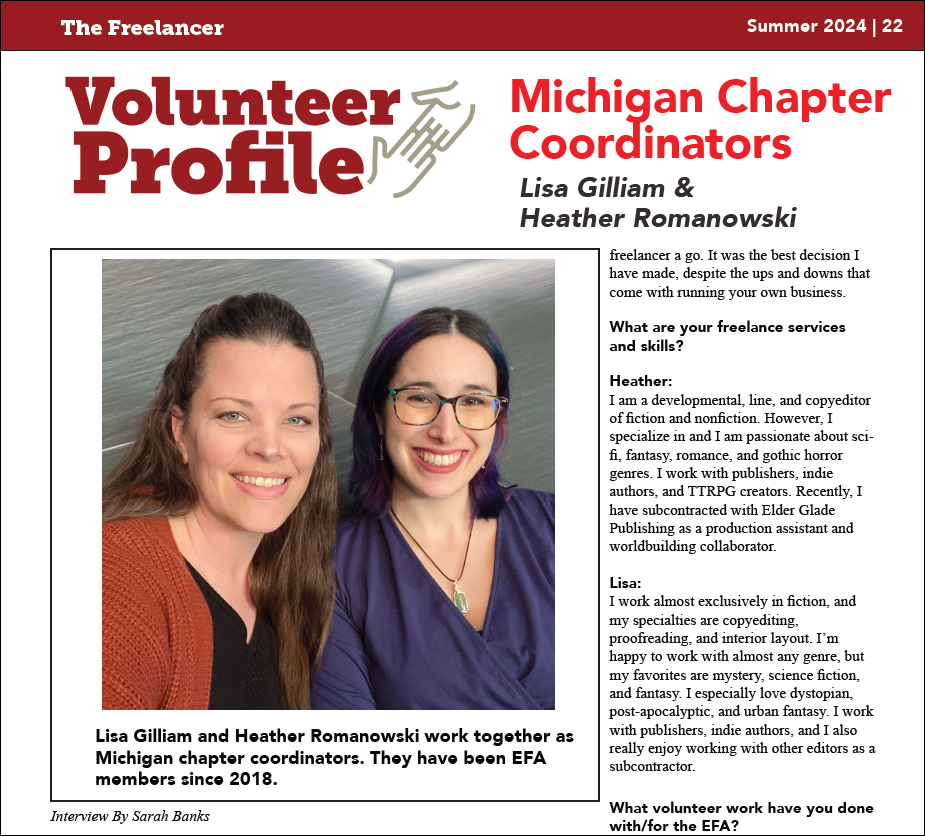 Michigan Chapter Coordinators Interviewed for Summer 2024 Issue of The Freelancer